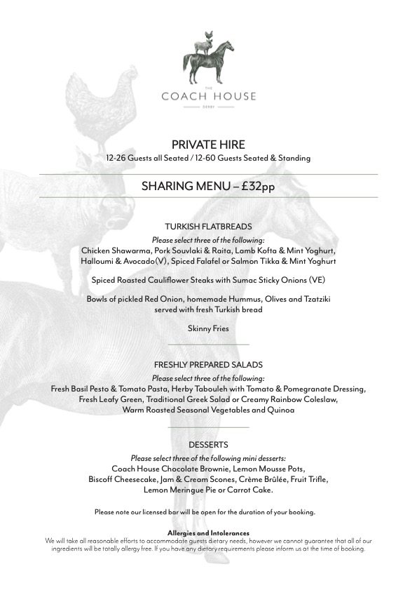 Coach House catering Private Hire